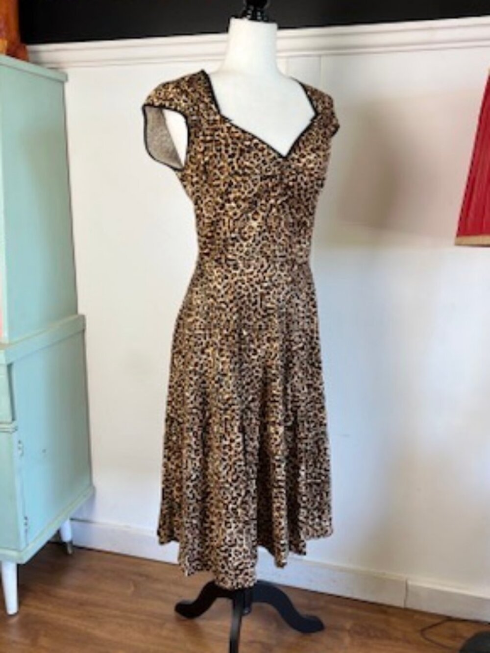 Pinup Couture Rockabilly Leopard Print Heidi Swing Dress
